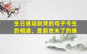 生日感动到哭的句子今生的相遇、是前世未了的缘