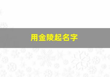 用金陵起名字