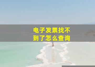 电子发票找不到了怎么查询