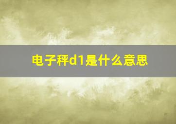 电子秤d1是什么意思