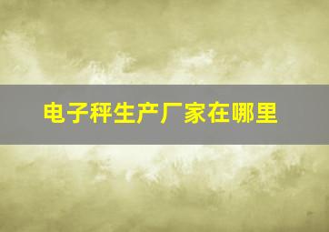 电子秤生产厂家在哪里