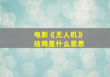 电影《无人机》结局是什么意思