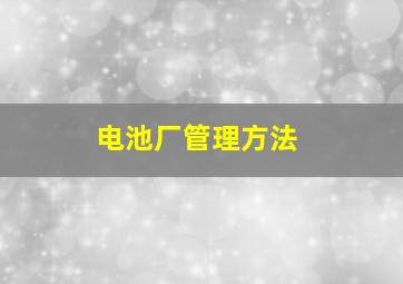 电池厂管理方法