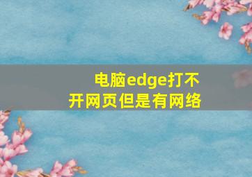 电脑edge打不开网页但是有网络