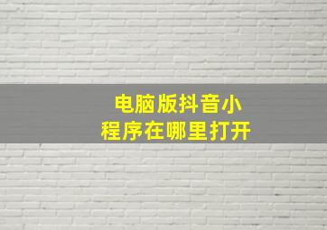 电脑版抖音小程序在哪里打开