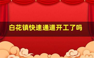 白花镇快速通道开工了吗