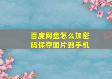 百度网盘怎么加密码保存图片到手机