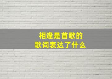 相逢是首歌的歌词表达了什么