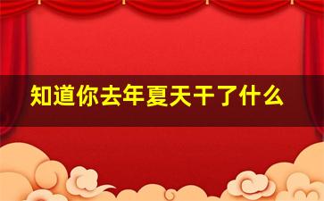 知道你去年夏天干了什么