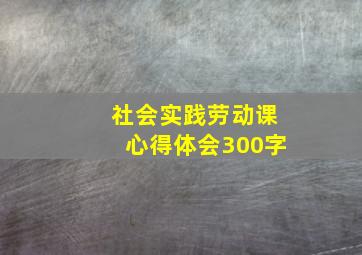 社会实践劳动课心得体会300字