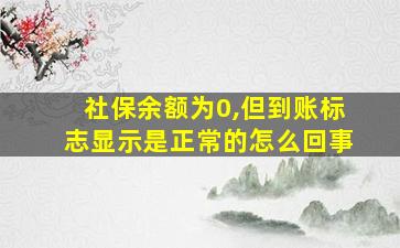 社保余额为0,但到账标志显示是正常的怎么回事