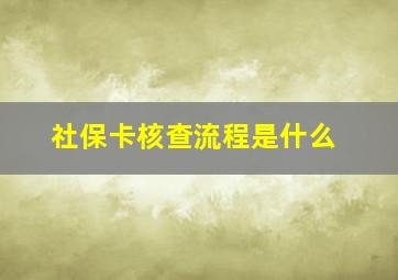 社保卡核查流程是什么