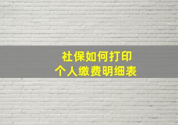 社保如何打印个人缴费明细表