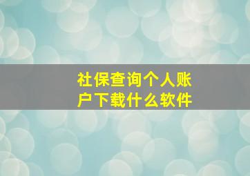 社保查询个人账户下载什么软件