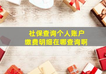 社保查询个人账户缴费明细在哪查询啊