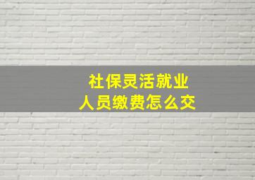 社保灵活就业人员缴费怎么交