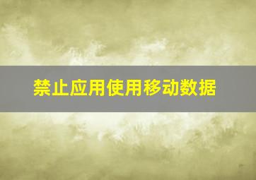 禁止应用使用移动数据