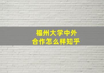 福州大学中外合作怎么样知乎