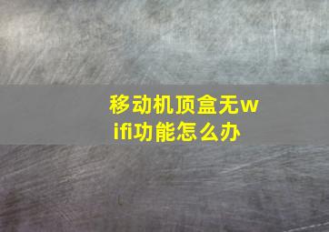 移动机顶盒无wifi功能怎么办