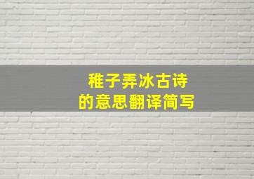 稚子弄冰古诗的意思翻译简写