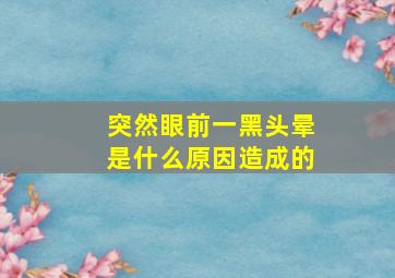 突然眼前一黑头晕是什么原因造成的