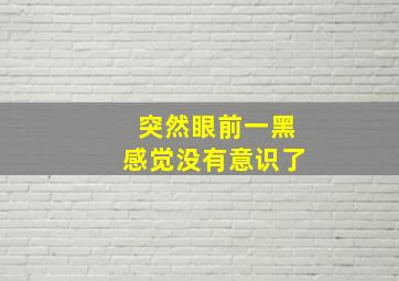 突然眼前一黑感觉没有意识了