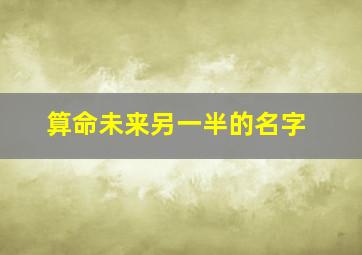 算命未来另一半的名字