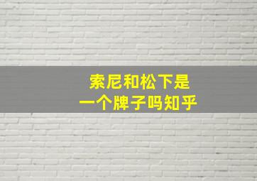 索尼和松下是一个牌子吗知乎