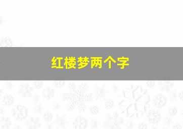 红楼梦两个字