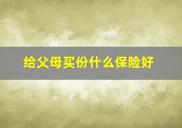 给父母买份什么保险好