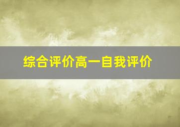 综合评价高一自我评价