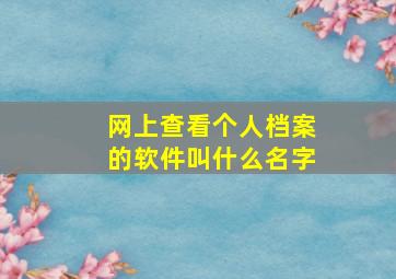 网上查看个人档案的软件叫什么名字