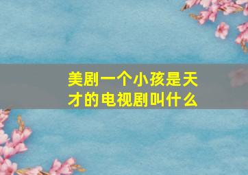 美剧一个小孩是天才的电视剧叫什么