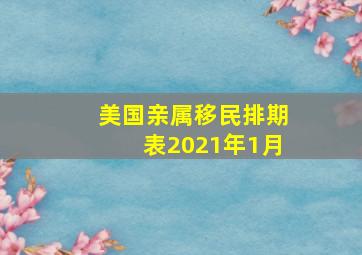 美国亲属移民排期表2021年1月