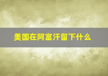 美国在阿富汗留下什么