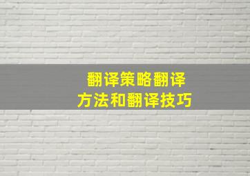 翻译策略翻译方法和翻译技巧