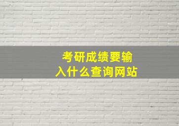 考研成绩要输入什么查询网站