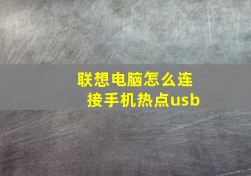 联想电脑怎么连接手机热点usb