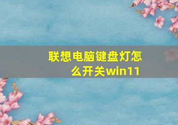 联想电脑键盘灯怎么开关win11