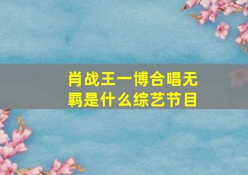 肖战王一博合唱无羁是什么综艺节目