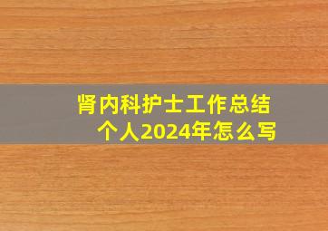 肾内科护士工作总结个人2024年怎么写