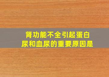 肾功能不全引起蛋白尿和血尿的重要原因是