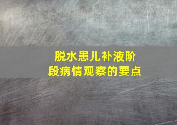 脱水患儿补液阶段病情观察的要点