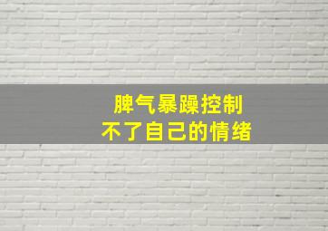 脾气暴躁控制不了自己的情绪