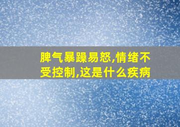 脾气暴躁易怒,情绪不受控制,这是什么疾病