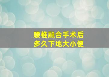 腰椎融合手术后多久下地大小便