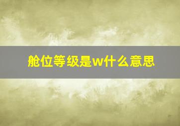 舱位等级是w什么意思