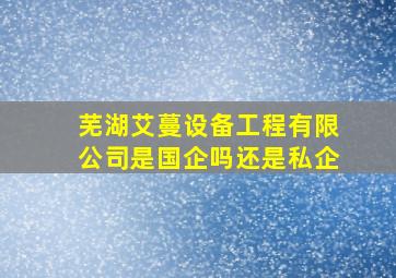 芜湖艾蔓设备工程有限公司是国企吗还是私企