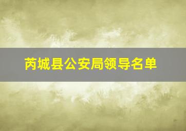 芮城县公安局领导名单