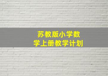 苏教版小学数学上册教学计划